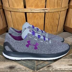 Under Armour SpeedForm Slingride TRI Gray Purple Knit Running Shoes Womens 7.5